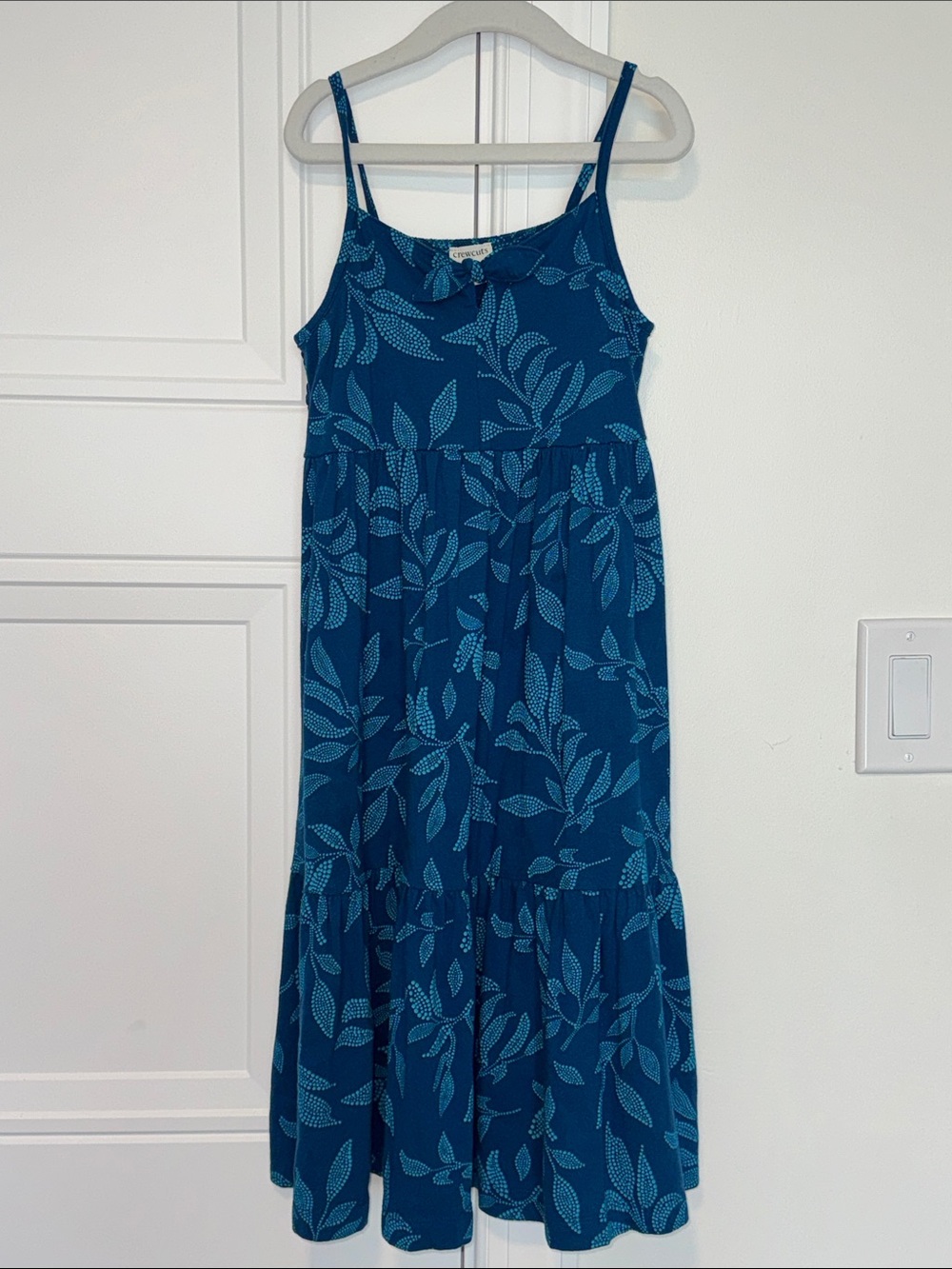 Crewcuts Teal Blue Leaf-Print Midi Dress